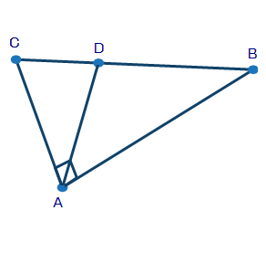 Triangle ABC with segment AD drawn from vertex A and intersecting side BC.
