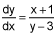 dy dx equals the quotient of the quantity x plus 1 and y minus 3