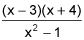 quantity x minus three times quantity x plus four divided by quantity x squared minus one.
