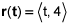 r of t equals the vector with components t, 4