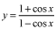 y equals the quotient of the quantity 1 plus cosine x and the quantity 1 minus cosine x