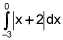the integral from negative 3 to 0 of the absolute value of the quantity x plus 2, dx