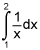 the integral from 1 to 2 of the 1 divided by x, dx