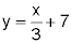  y equals the x over 3 plus 7