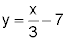  y equals the x over 3 minus 7