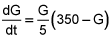 dG dt equals the product of G divided by 5 and the quantity 350 minus G where t is the time in years and G(0) = 100