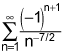 the summation from n equals 1 to infinity of the quotient of negative 1 raised to the n plus 1 power and n raised to the negative 7 halves power