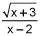 the quotient of the square root of the quantity x plus 3 and the quantity x minus 2