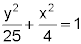 y squared over 25 plus x squared over 4 equals 1