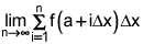 the limit as n goes to infinity of the summation from i equals 1 to n of f of the quantity a plus i times delta x, times delta x