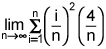  the limit as n goes to infinity of the summation from i equals 1 to n of the product of i over n quantity squared and 4 over n 