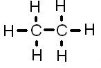 This hydrocarbon consists of two carbon atoms bonded together. Each of the carbon atoms is also bonded to three hydrogen atoms.
