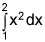 the integral from x equals 1 to 2 of x squared, dx