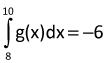 the integral from 8 to 10 of g of x, dx equals negative 6'