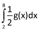 the integral from 2 to 8 of one-half times g of x, dx 