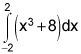 the integral from negative 2 to 2 of the quantity x cubed plus 8, dx