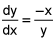dy dx equals the quotient of negative 1 times x and y