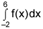 the integral from negative 2 to 6 of f of x, dx