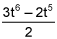 the quotient of the quantity 3 times t to the 6th power minus 2 times t to the 5th power and 2