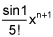 the product of the sine of 1 over 5 factorial and x raised to the n plus power