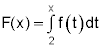 f of x equals the integral from 2 to x of f of t dt