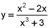 y equals the quotient of the quantity x squared minus 2 times x and the quantity x cubed plus 3.