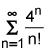the summation from n equals 1 to infinity of the quotient of 4 to the nth power and n factorial